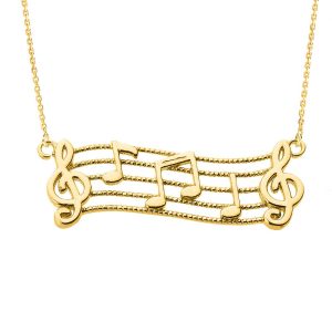 Treble Clef Musical Note Pendant Necklace in 9ct Gold