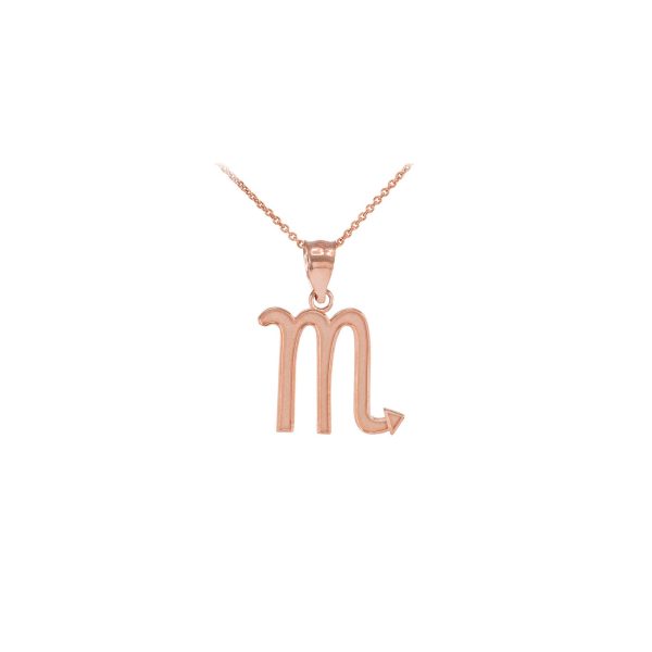 Scorpio Zodiac Pendant Necklace in 9ct Rose Gold