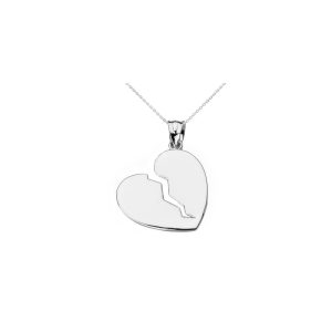 Broken Heart Pendant Necklace in 9ct White Gold