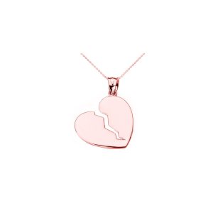 Broken Heart Pendant Necklace in 9ct Rose Gold