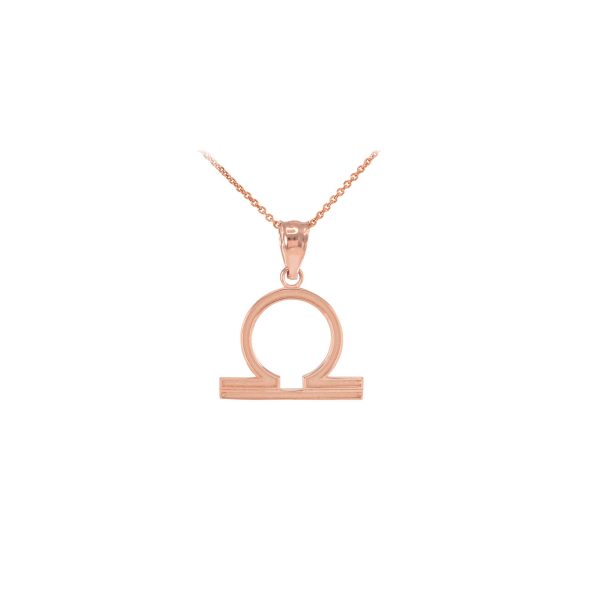 Libra Zodiac Pendant Necklace in 9ct Rose Gold