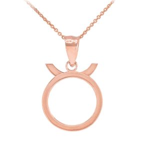 Taurus Zodiac Pendant Necklace in 9ct Rose Gold