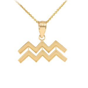 Aquarius Zodiac Pendant Necklace in 9ct Gold