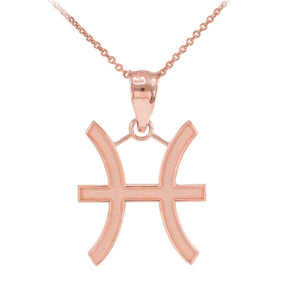 Pisces Zodiac Pendant Necklace in 9ct Rose Gold