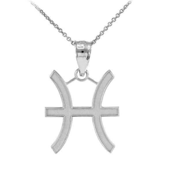 Pisces Zodiac Pendant Necklace in 9ct White Gold