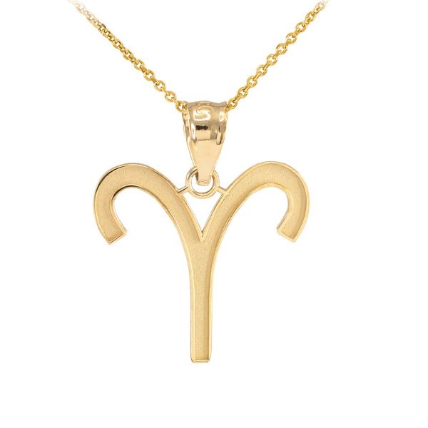 Sleek Aries Zodiac Pendant Necklace in 9ct Gold