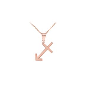 Sleek Sagittarius Zodiac Pendant Necklace in 9ct Rose Gold