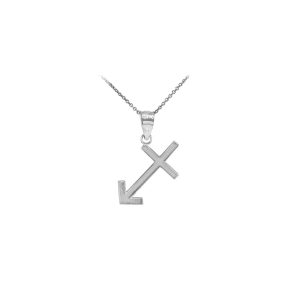 Sleek Sagittarius Zodiac Pendant Necklace in 9ct White Gold