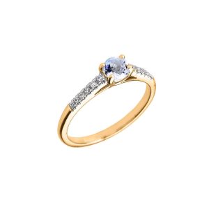 Aquamarine & Diamond Solitaire Gemstone Ring in 9ct Gold