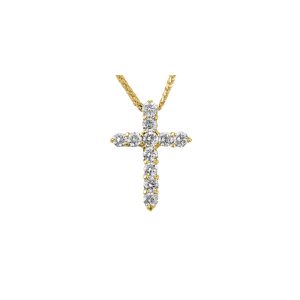 Diamond Statement Embellished Cross Pendant Necklace in 9ct Gold