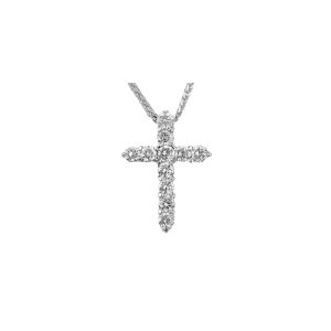 Diamond Statement Embellished Cross Pendant Necklace in 9ct White Gold