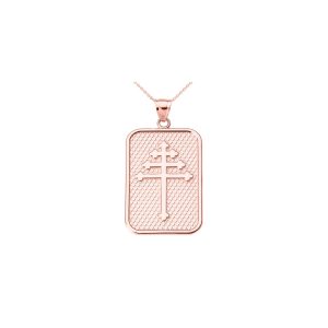 Men's Maronite Cross Pendant Necklace in 9ct Rose Gold