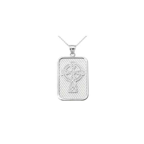 Men's Celtic Cross Trinity Knot Pendant Necklace in 9ct White Gold