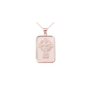 Men's Celtic Cross Trinity Knot Pendant Necklace in 9ct Rose Gold