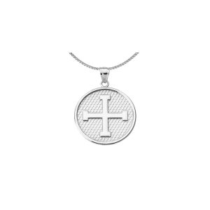 Men's Greek Cross Medallion Pendant Necklace in Sterling Silver