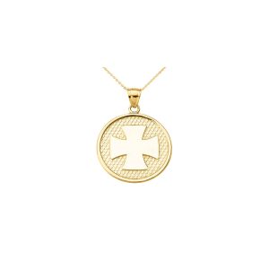 Men's Iron Sideways Cross Pendant Necklace in 9ct Gold