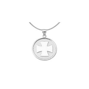 Men's Iron Cross Medallion Pendant Necklace in Sterling Silver