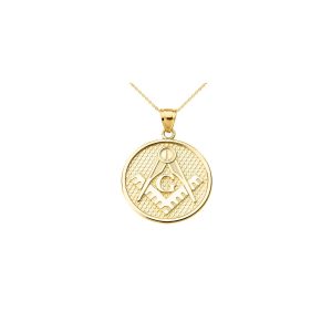 Men's Masonic Charm Pendant Necklace in 9ct Gold