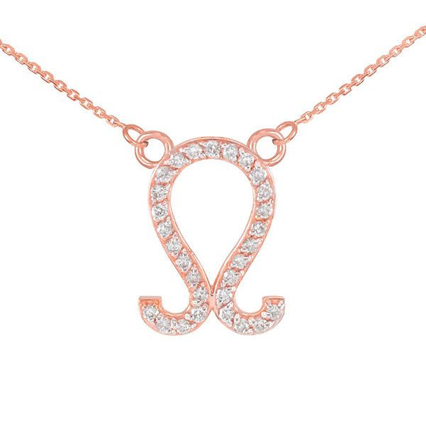 Diamond Embellished Leo Zodiac Pendant Necklace in 9ct Rose Gold