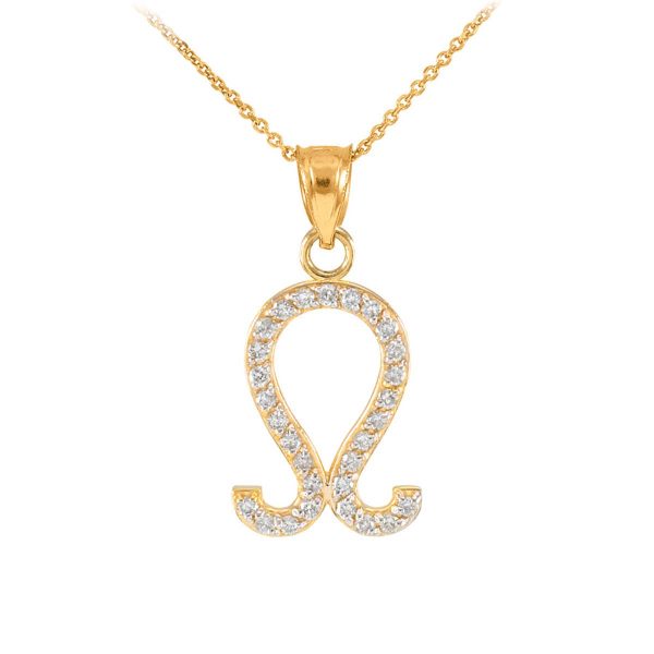 Diamond Leo Zodiac Pendant Necklace in 9ct Gold