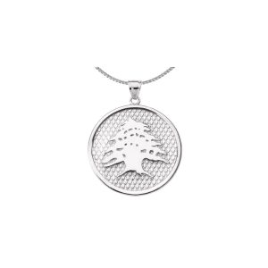 Men's Lebanese Cedar Tree Pendant Necklace in Sterling Silver