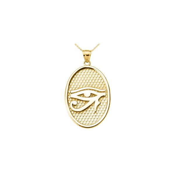 Men's Eye of Horus Oval Charm Pendant Necklace in 9ct Gold