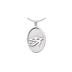 Men's Eye of Horus Oval Pendant Necklace in Sterling Silver