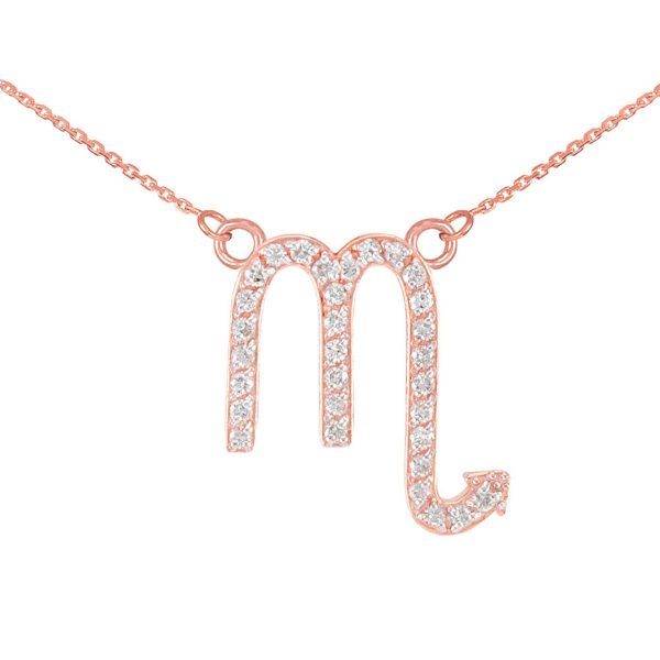 Diamond Embellished Scorpio Zodiac Pendant Necklace in 9ct Rose Gold