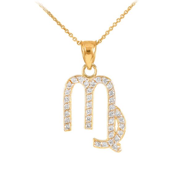 Diamond Virgo Zodiac Pendant Necklace in 9ct Gold