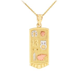 Men's Lucky Pendant Necklace in 9ct Gold