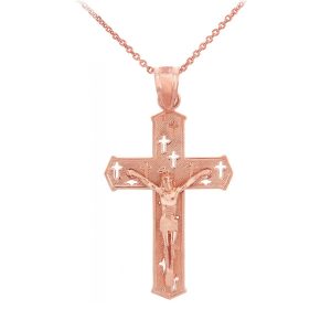 Men's Cross Pendant Necklace in 9ct Rose Gold