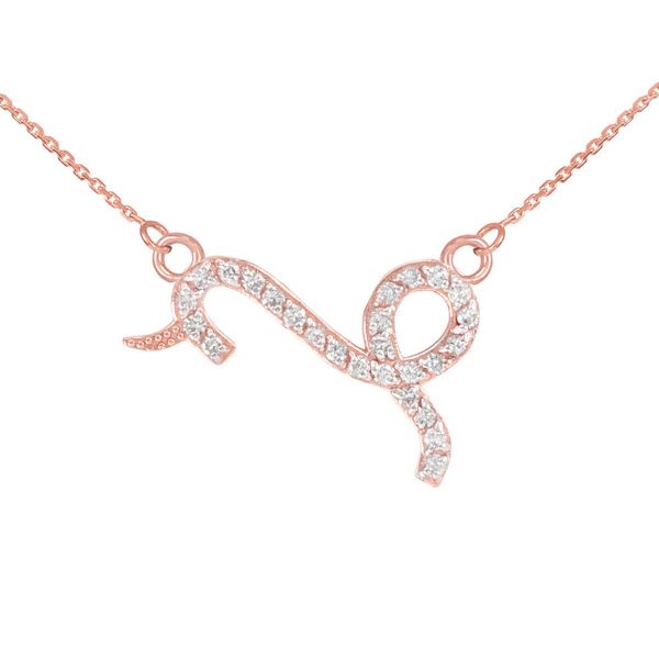 Diamond Embellished Capricorn Zodiac Pendant Necklace in 9ct Rose Gold