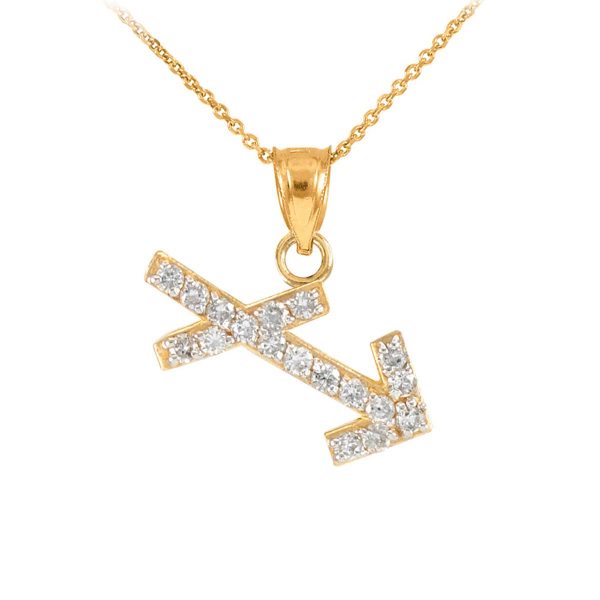 Diamond Sagittarius Zodiac Pendant Necklace in 9ct Gold