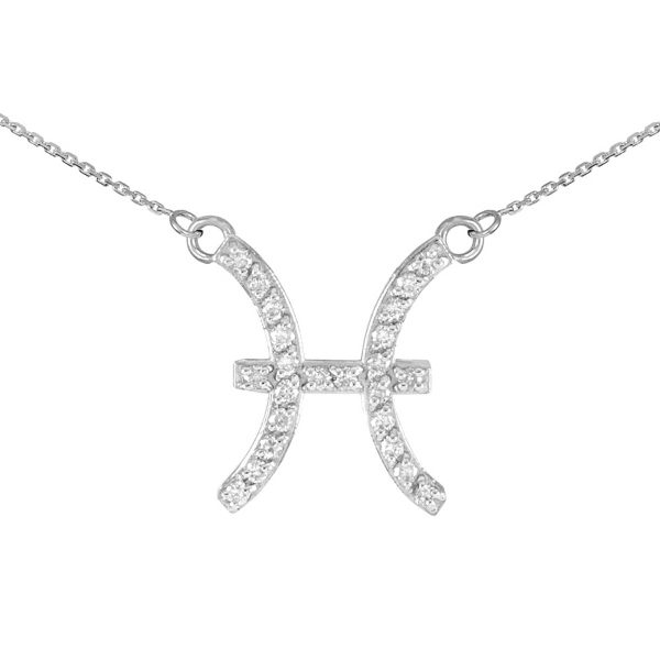 Diamond Embellished Pisces Zodiac Pendant Necklace in 9ct White Gold