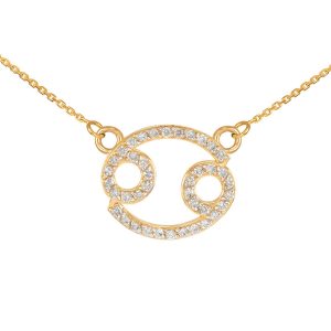 Diamond Embellished Cancer Zodiac Pendant Necklace in 9ct Gold