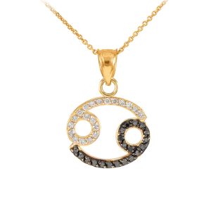 Diamond Cancer Zodiac Pendant Necklace in 9ct Gold