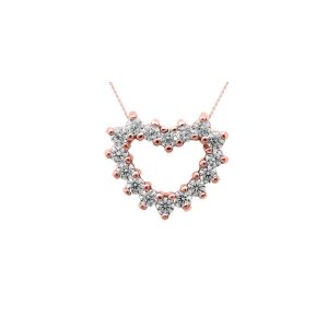 Diamond Embellished Open Heart Burst Pendant Necklace in 9ct Rose Gold