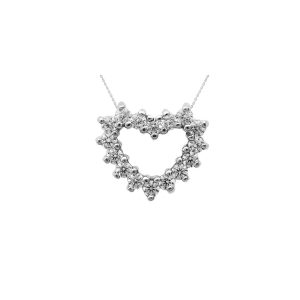 Diamond Embellished Open Heart Burst Pendant Necklace in 9ct White Gold