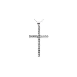 Diamond Dainty Embellished Cross Pendant Necklace in 9ct White Gold