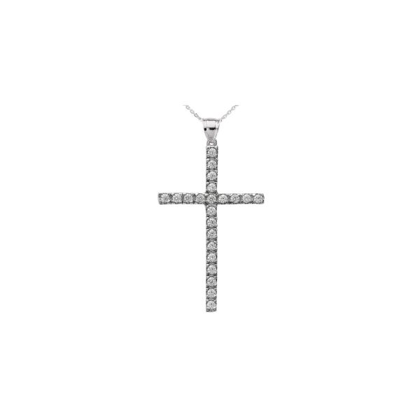 Diamond Dainty Embellished Cross Pendant Necklace in 9ct White Gold