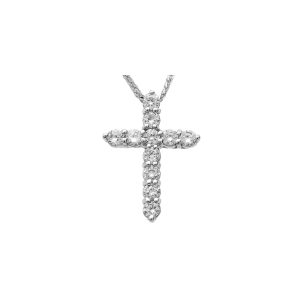 Diamond Statement Embellished Cross Pendant Necklace in 9ct White Gold