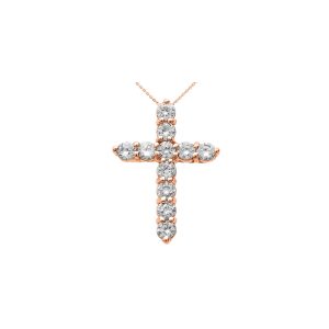 Diamond Statement Embellished Cross Pendant Necklace in 9ct Rose Gold