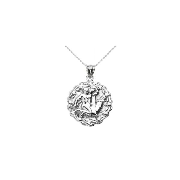 Aquarius Zodiac Pendant Necklace in Sterling Silver