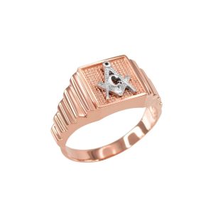 Men's Masonic Ring in 9ct Rose Gold