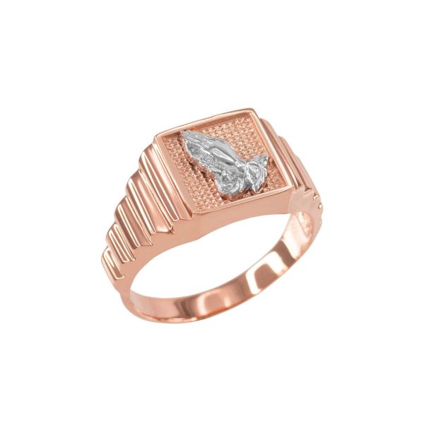 Men's Praying Hands Ring in 9ct Rose Gold