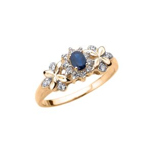 Sapphire & Diamond Oval Ring in 9ct Gold