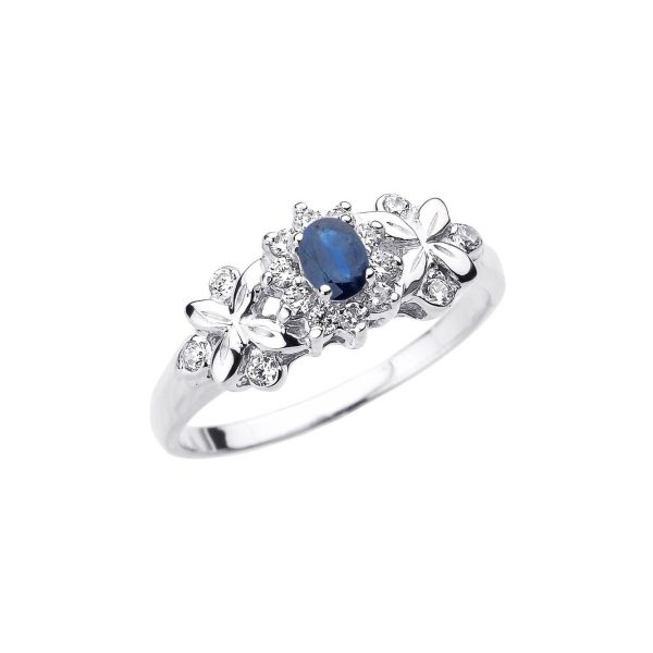 Sapphire & Diamond Oval Ring in 9ct White Gold