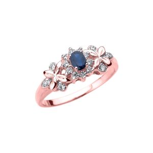 Sapphire & Diamond Oval Ring in 9ct Rose Gold