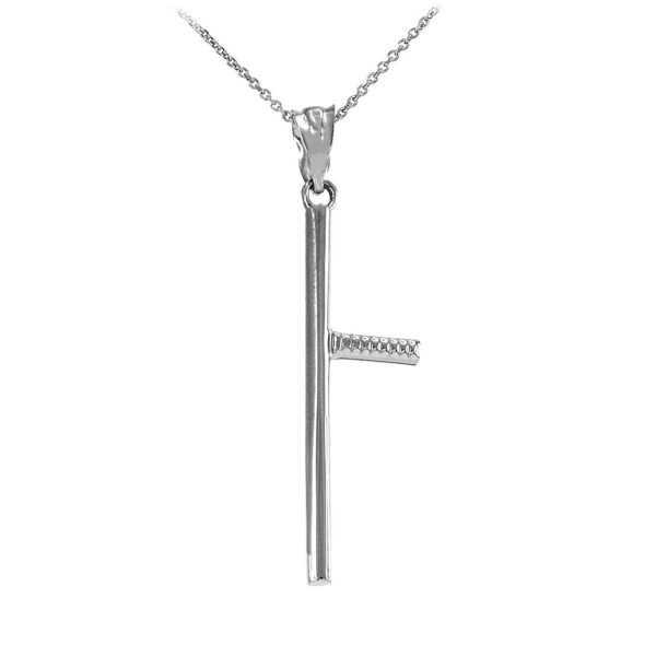 Men's Police Nightstick Baton Pendant Necklace in Sterling Silver