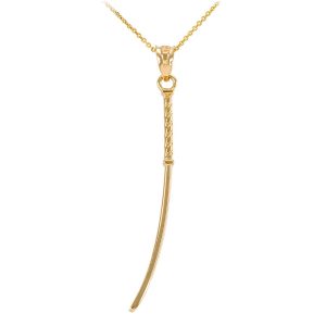 Men's Katana Pendant Necklace in 9ct Gold, Large